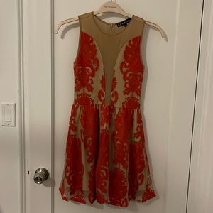 For Love & Lemons Small Sheer Red Party Dress